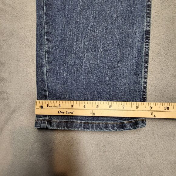 Wrangler Jeans Mens 38x29 Blue Denim Straight Leg Distressed Stretch - Picture 5 of 9